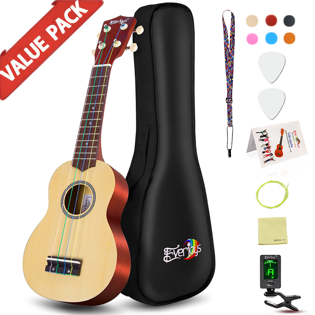 Ukulele Soprano Iniciante Pack-21 polegadas w / Gig Bag Songbook Digital Tuner