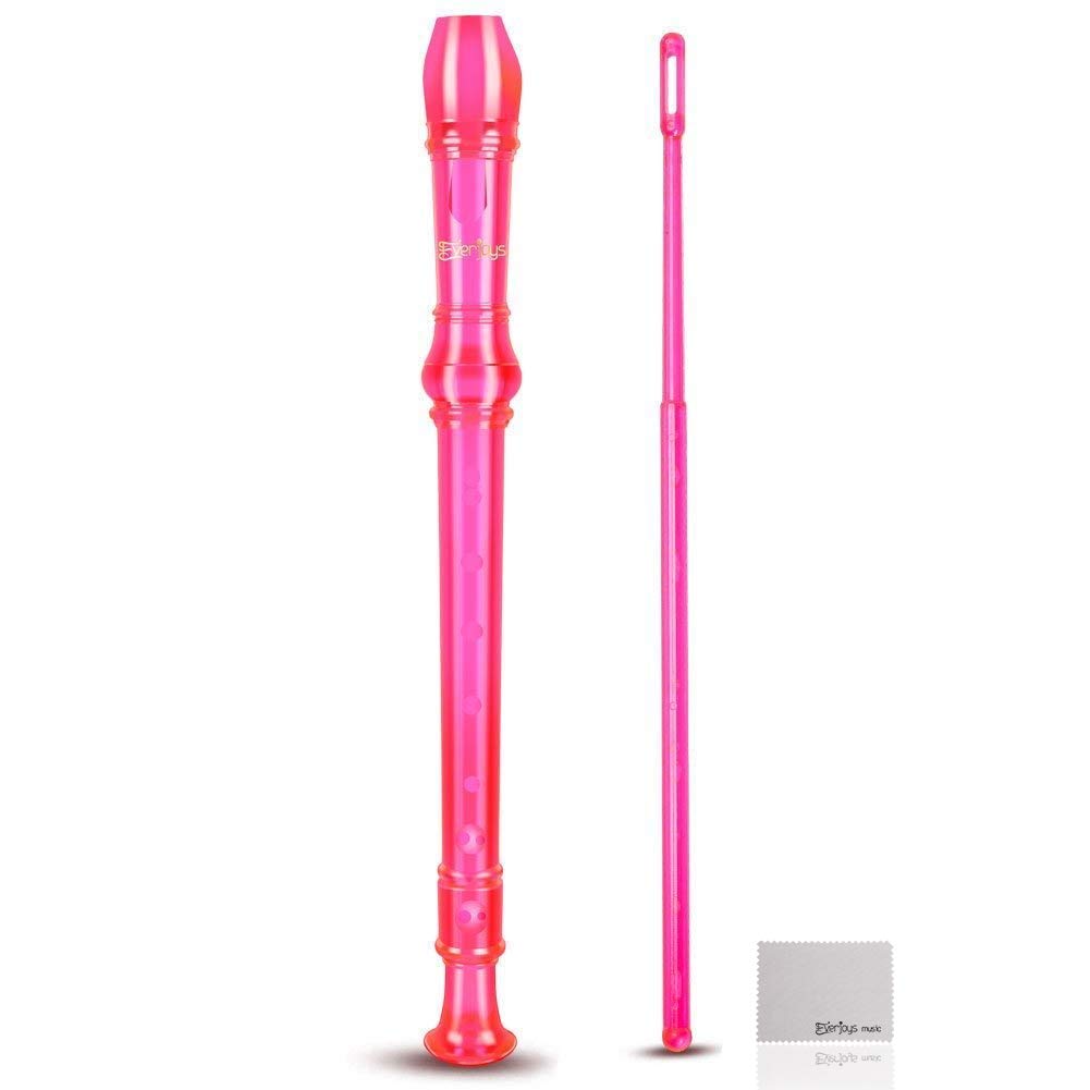 Flauta de 8 Furos com Gravador de Descida de Soprano com / Instruções de Limpeza com Saco de Haste Rosa